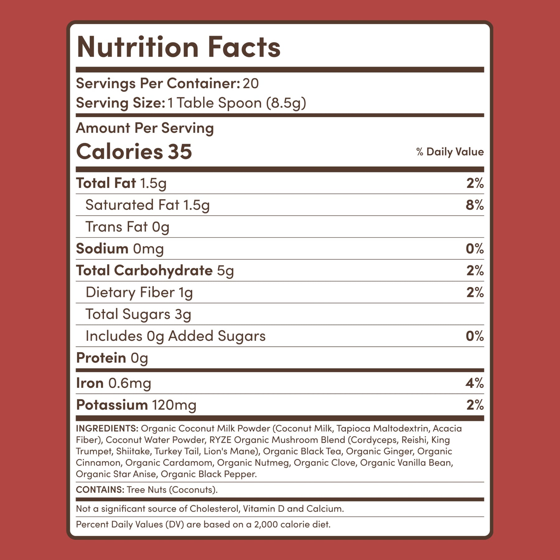 RYZE Mushroom Chai — Organic Instant Chai with Reishi & Organic Black Tea, 20 Servings F2