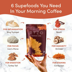 RYZE Mushroom Coffee — Organic Instant Coffee with Cordyceps & Reishi, 30 Servings T4