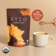 RYZE Mushroom Coffee — Organic Instant Coffee with Cordyceps & Reishi, 30 Servings F0