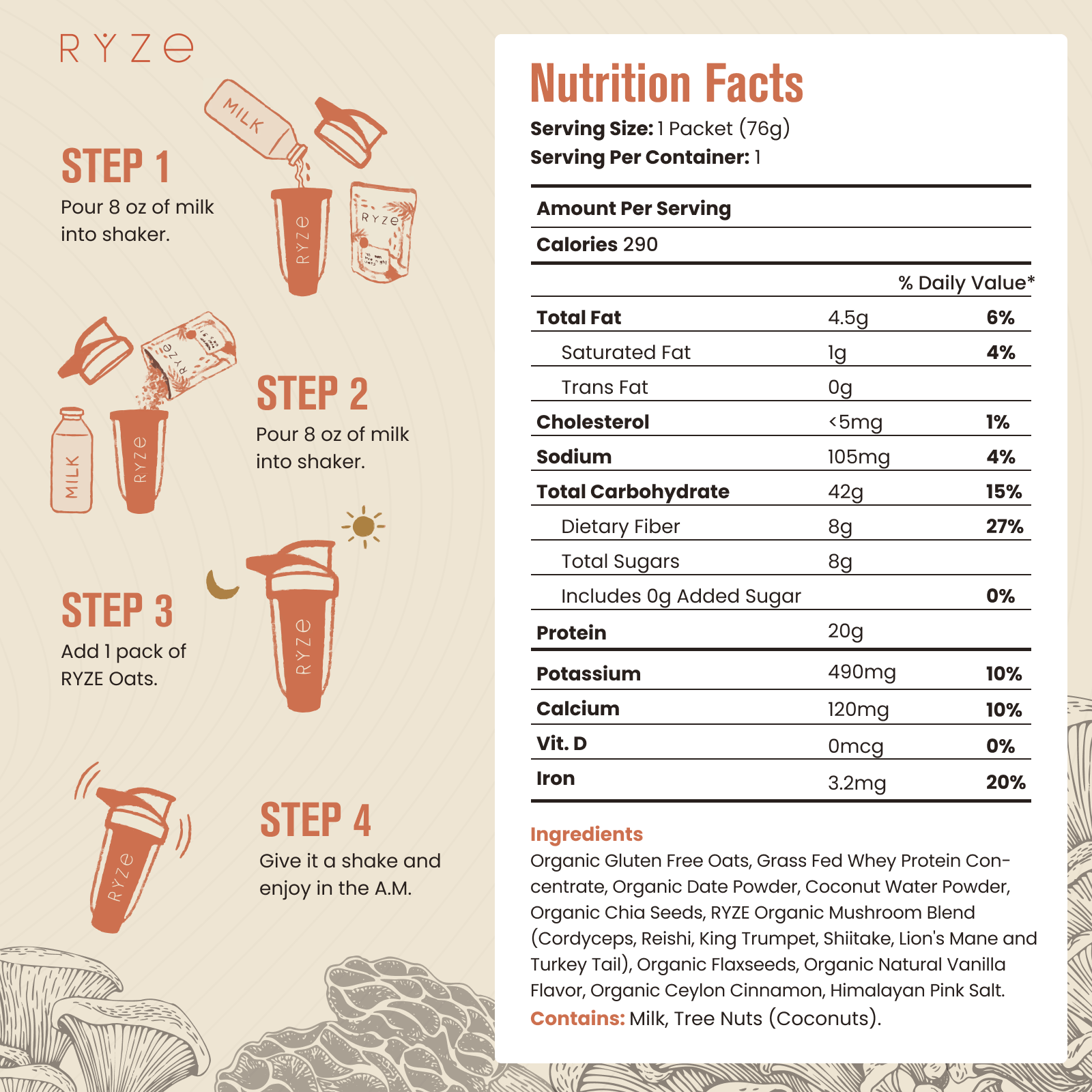 Mushroom Overnight Oats Pack (14 Servings) X2
