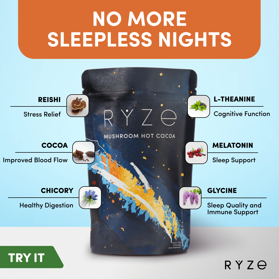 RYZE Hot Cocoa - with 6 Sleep Superfoods to Help Fall Asleep and Stay Asleep Y4