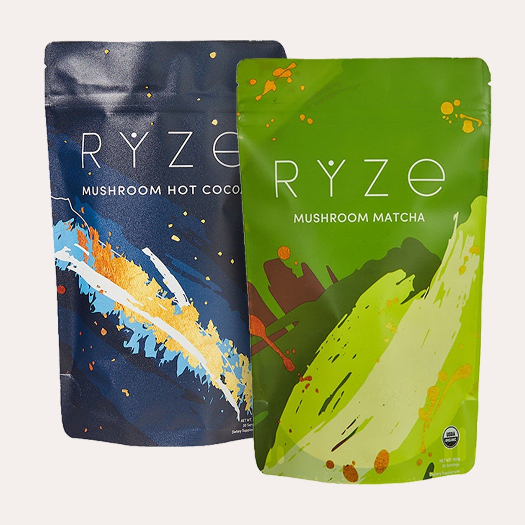 RYZE Mushroom Matcha - with 6 Organic Adaptogenic Mushrooms Grown In USA and Ceremonial-Grade Japanese Matcha A6