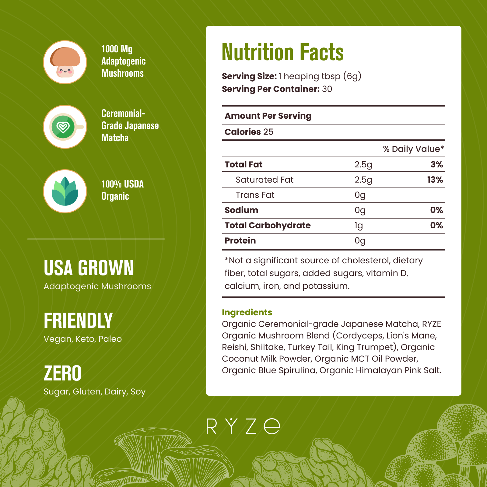 RYZE Organic Mushroom Matcha Starter Kit (60 servings) P2